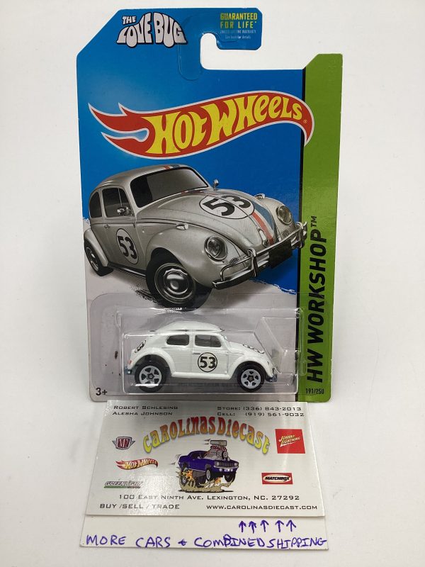 2014 Hot Wheels #191 Herbie Volkswagen Beetle The Love Bug White with protector Fashion