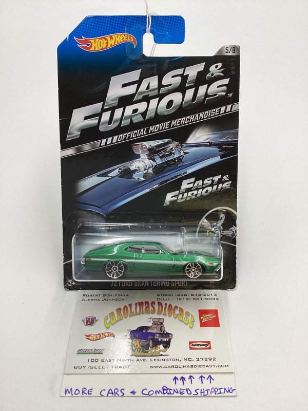 2014 Hot Wheels Fast & Furious #5 72 Ford Grand Torino Sport Green 69E For Discount