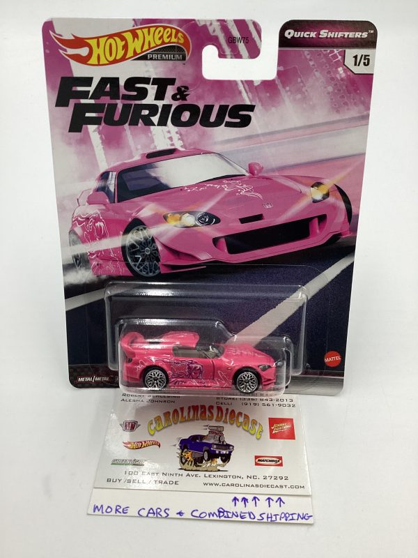 Hot Wheels Premium Fast & Furious Quick Shifters #1 Honda S2000 Pink W Protector For Sale