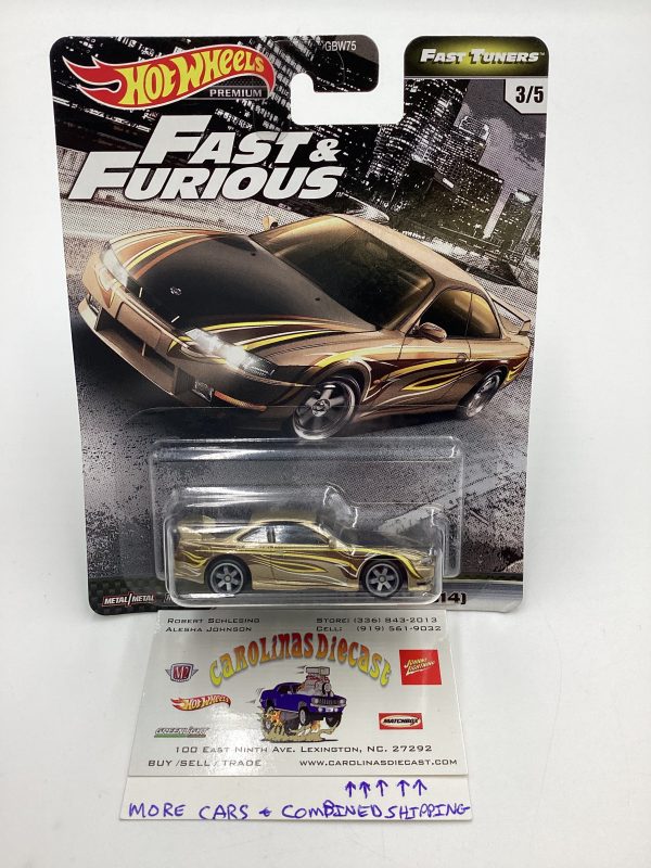 Hot Wheels Premium Fast & Furious Fast Tuners #3 Nissan 240SX S14 Gold W Protector Hot on Sale