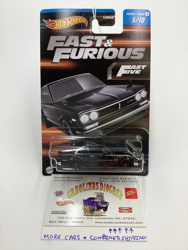 2023 Hot Wheels Fast and Furious Series 3  #5 1971 Nissan Skyline H T 2000 GT-R Black 74C Hot on Sale