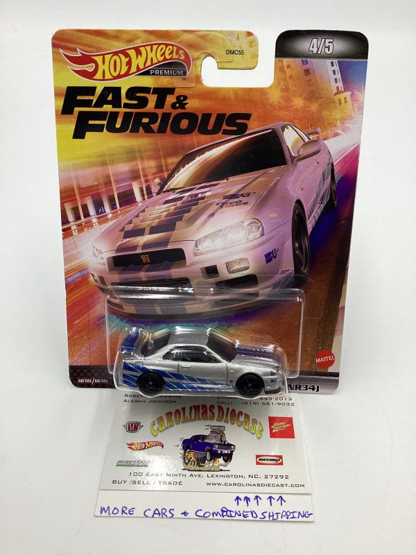 Hot wheels Premium Fast and Furious #4 Nissan Skyline GT-R R-34 Silver with protector Online