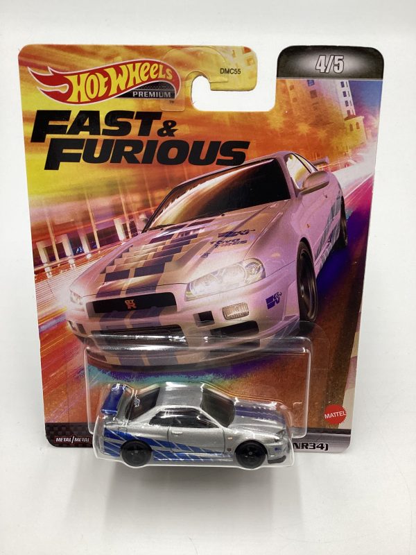 Hot wheels Premium Fast and Furious #4 Nissan Skyline GT-R R-34 Silver with protector Online