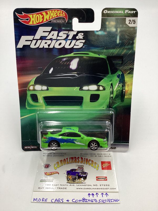 Hot Wheels Premium Fast & Furious Original Fast #2 95 Mitsubishi Eclipse Green W Protector Hot on Sale