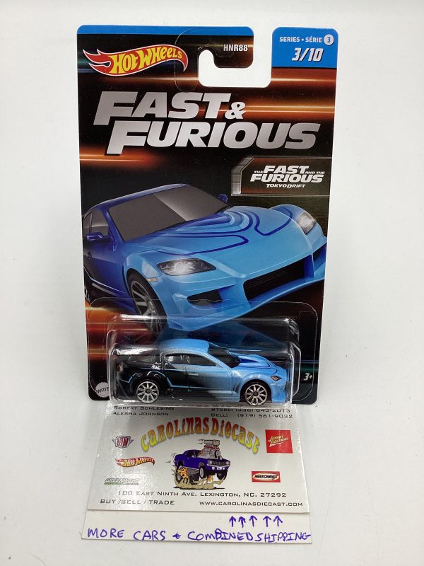 2023 Hot Wheels Fast and Furious Series 3  #3 Mazda RX-8 Blue Black with protector Discount