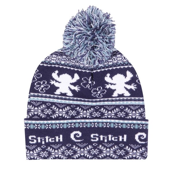 Hat Stitch Fair Isle Pom Beanie Navy Blue Sale