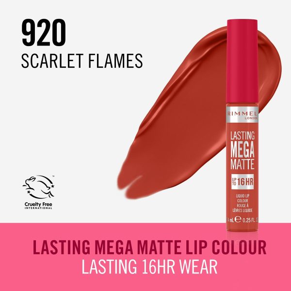 Liquid lipstick Rimmel London Lasting Mega Matte Nº 920 Scarlet Flames 7,4 ml For Discount