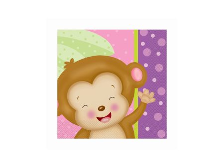 Girl Monkey Baby Shower Luncheon Napkins, 16ct Fashion