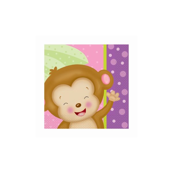 Girl Monkey Baby Shower Luncheon Napkins, 16ct Fashion