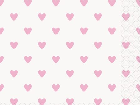 Pink Hearts Baby Shower Beverage Napkins, 16ct on Sale