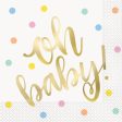 Oh Baby  Gold Baby Shower Luncheon Napkins, 16ct - Foil Stamped on Sale