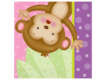 Girl Monkey Baby Shower Beverage Napkins, 16ct Online Sale