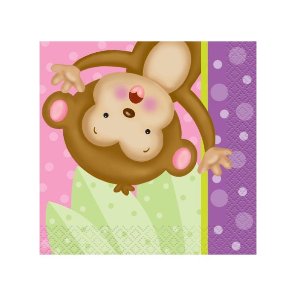 Girl Monkey Baby Shower Beverage Napkins, 16ct Online Sale