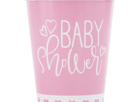 Pink Hearts Baby Shower 9oz Paper Cups, 8ct For Discount