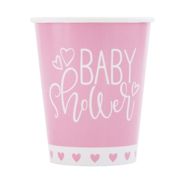 Pink Hearts Baby Shower 9oz Paper Cups, 8ct For Discount