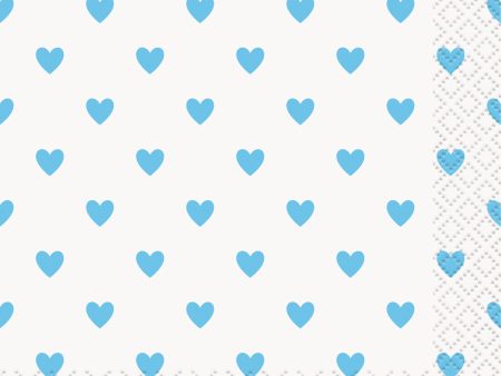 Blue Hearts Baby Shower Beverage Napkins, 16ct Online now