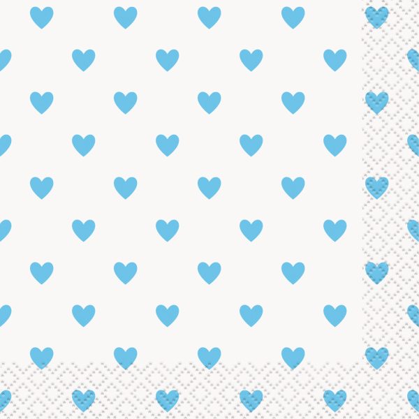 Blue Hearts Baby Shower Beverage Napkins, 16ct Online now