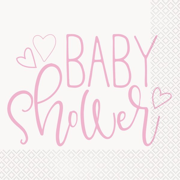 Pink Hearts Baby Shower Luncheon Napkins, 16ct Online