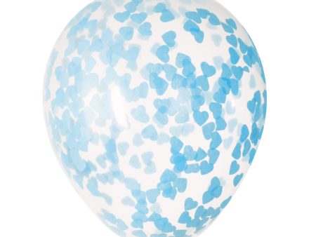 Clear Latex Balloons with Blue Heart Confetti 16 , 5ct - Pre-Filled Online