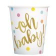 Oh Baby  Gold Baby Shower 9oz Paper Cups, 8ct For Cheap