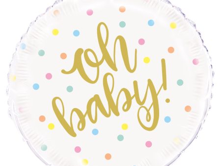 Oh Baby  Gold Baby Shower Round Foil Balloon 18 , Bulk Online Hot Sale