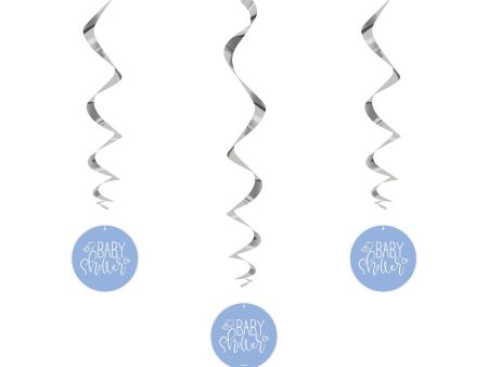 Blue Hearts Baby Shower Hanging Swirl Decorations, 26 , 3ct Online now