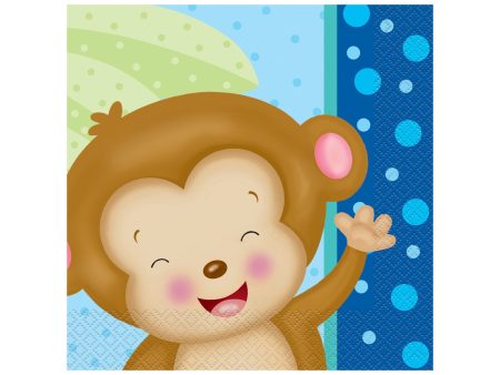 Boy Monkey Baby Shower Luncheon Napkins, 16ct For Sale