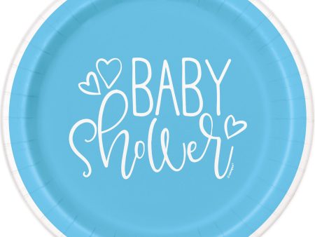 Blue Hearts Baby Shower Round 7  Dessert Plates, 8ct Fashion