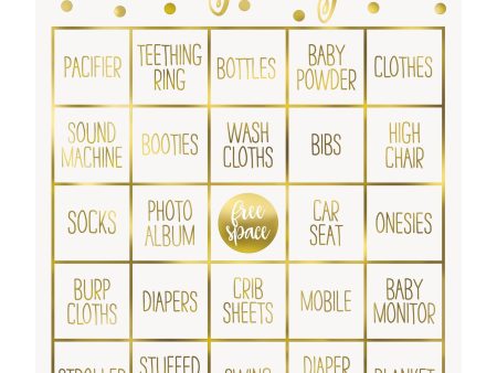 Gold Baby Shower Bingo Kit for 8 - Foil Stamped Online