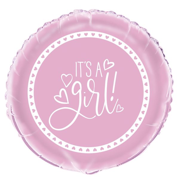 Pink Hearts Baby Shower Round Foil Balloon 18 , Bulk For Discount