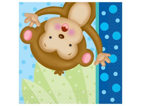 Boy Monkey Baby Shower Beverage Napkins, 16ct Supply