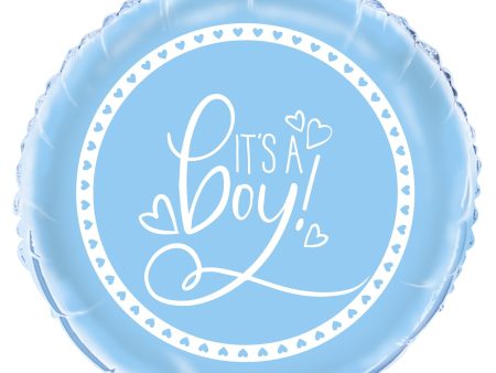 Blue Hearts Baby Shower Round Foil Balloon 18 , Bulk For Discount